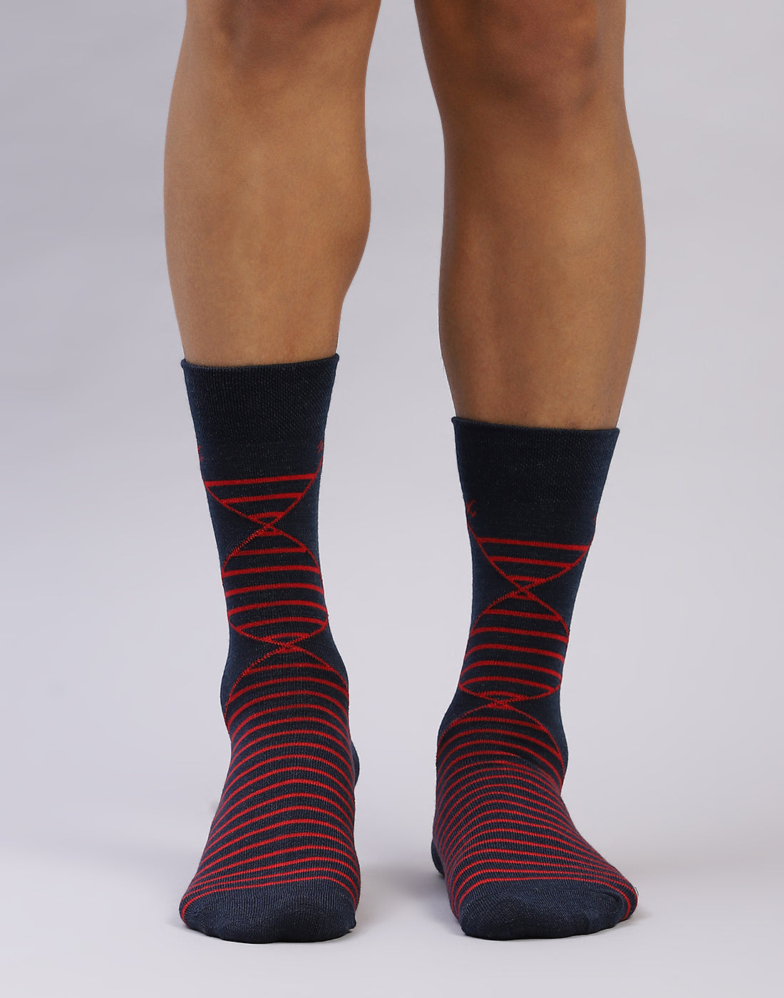 Men Cotton Blend Self Design Calf Length Socks (1 Pair)