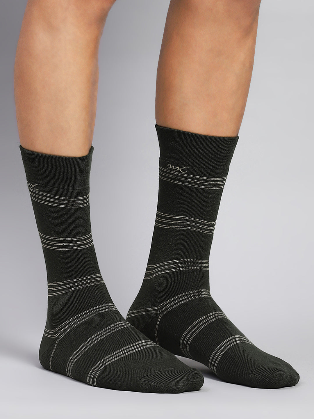 Men Wool blend Stripe Calf Length Socks (Pack of 2)