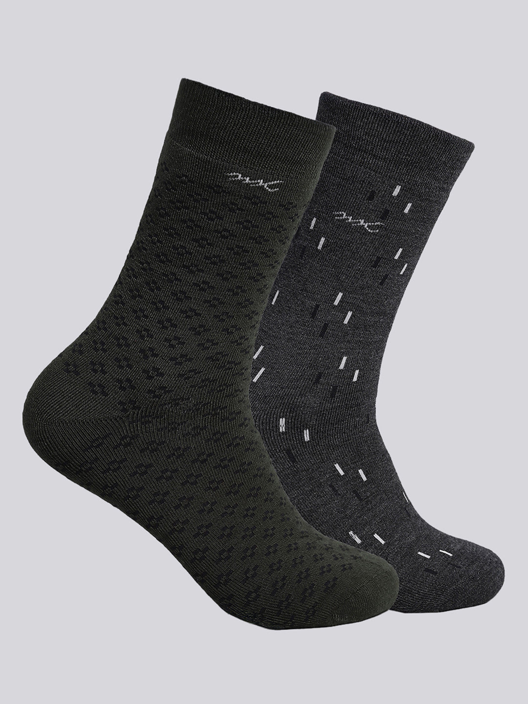 Men Wool blend Self Design Calf Length Socks (Pack of 2)
