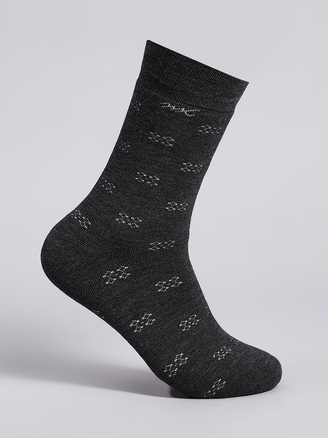 Men Wool blend Self Design Calf Length Socks (Pack of 2)