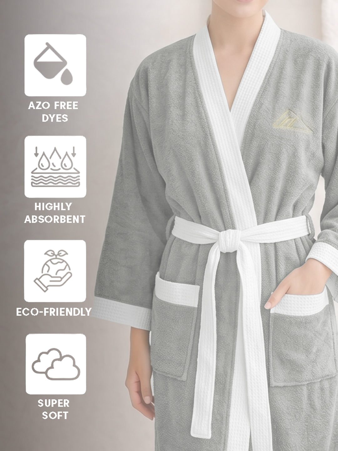 Monte Carlo Unisex Knee Length Solid Cotton Bath Robe 380 GSM with Belt and Pockets
