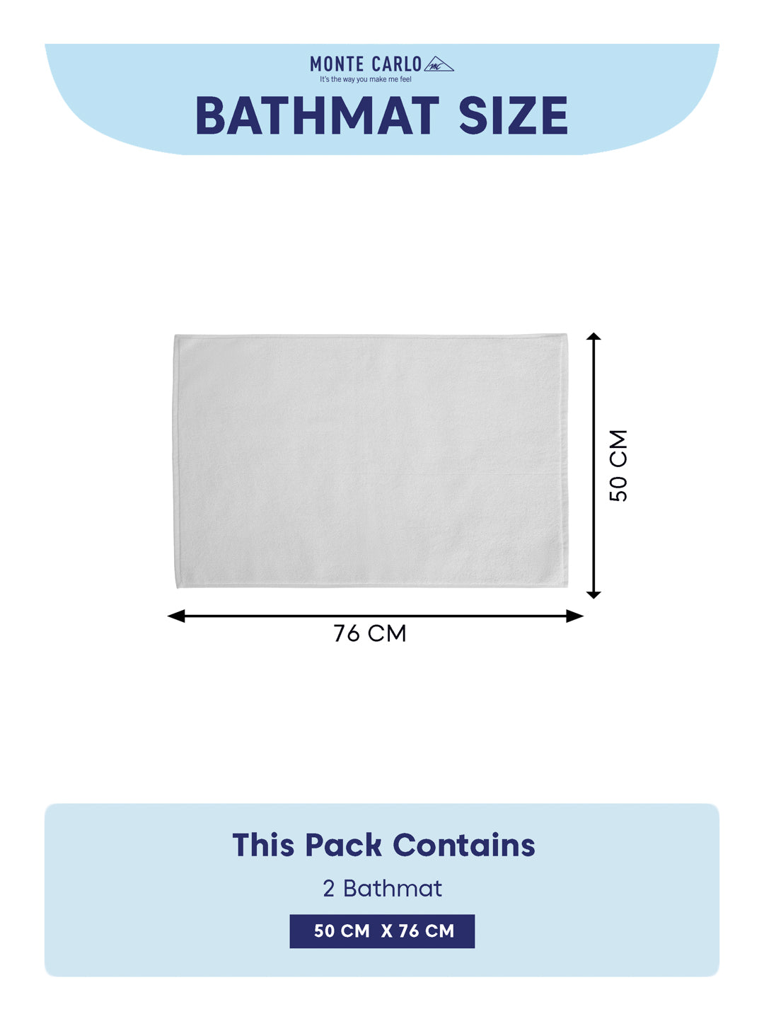 Monte Carlo White Solid Cotton 860 GSM Soft and Absorbent Anti-Skid Bath Mat (Pack of 2)