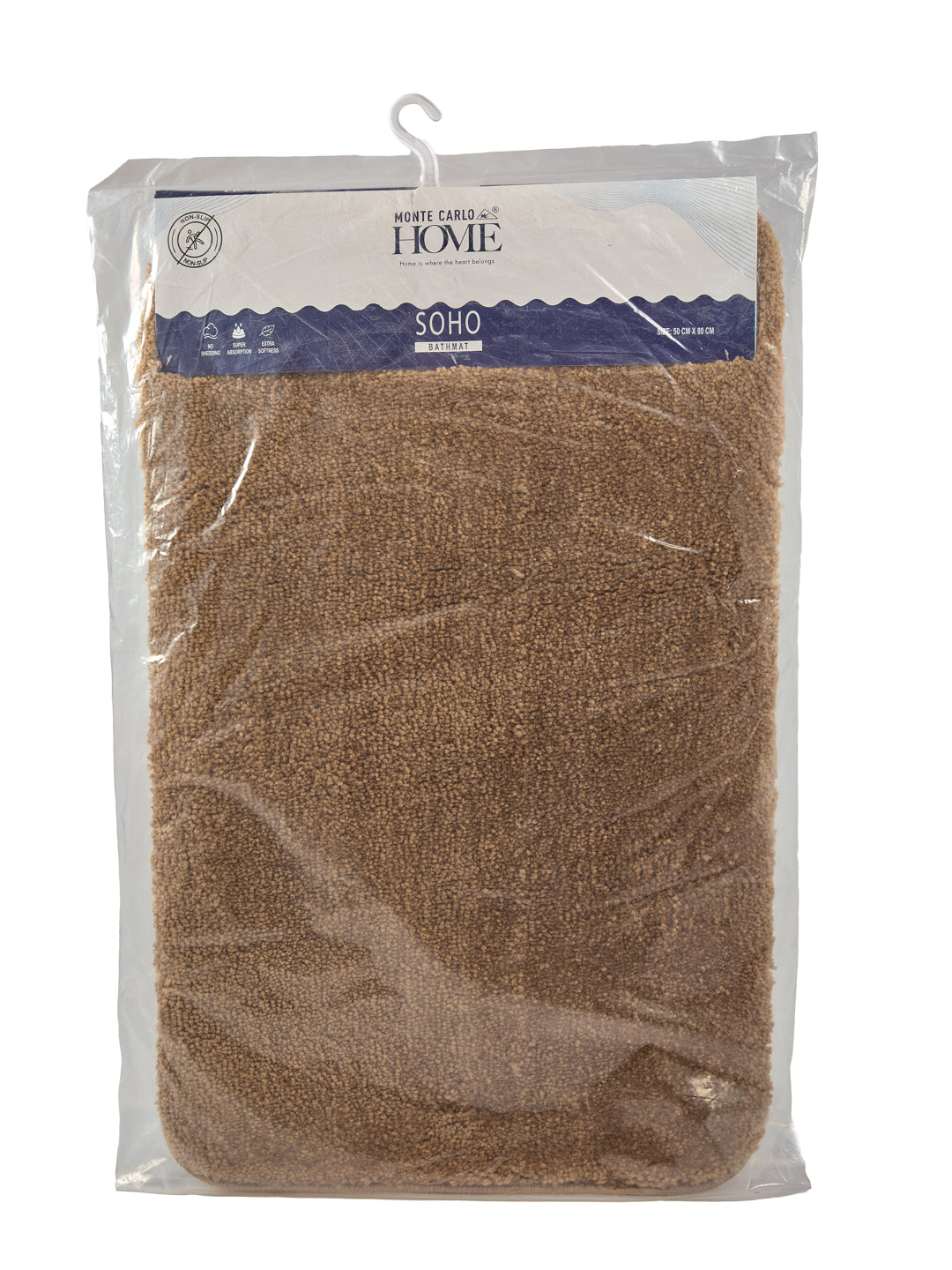 Monte Carlo Brown Solid Polyester 2000 GSM Soft and Absorbent Anti-Skid Bath Mat