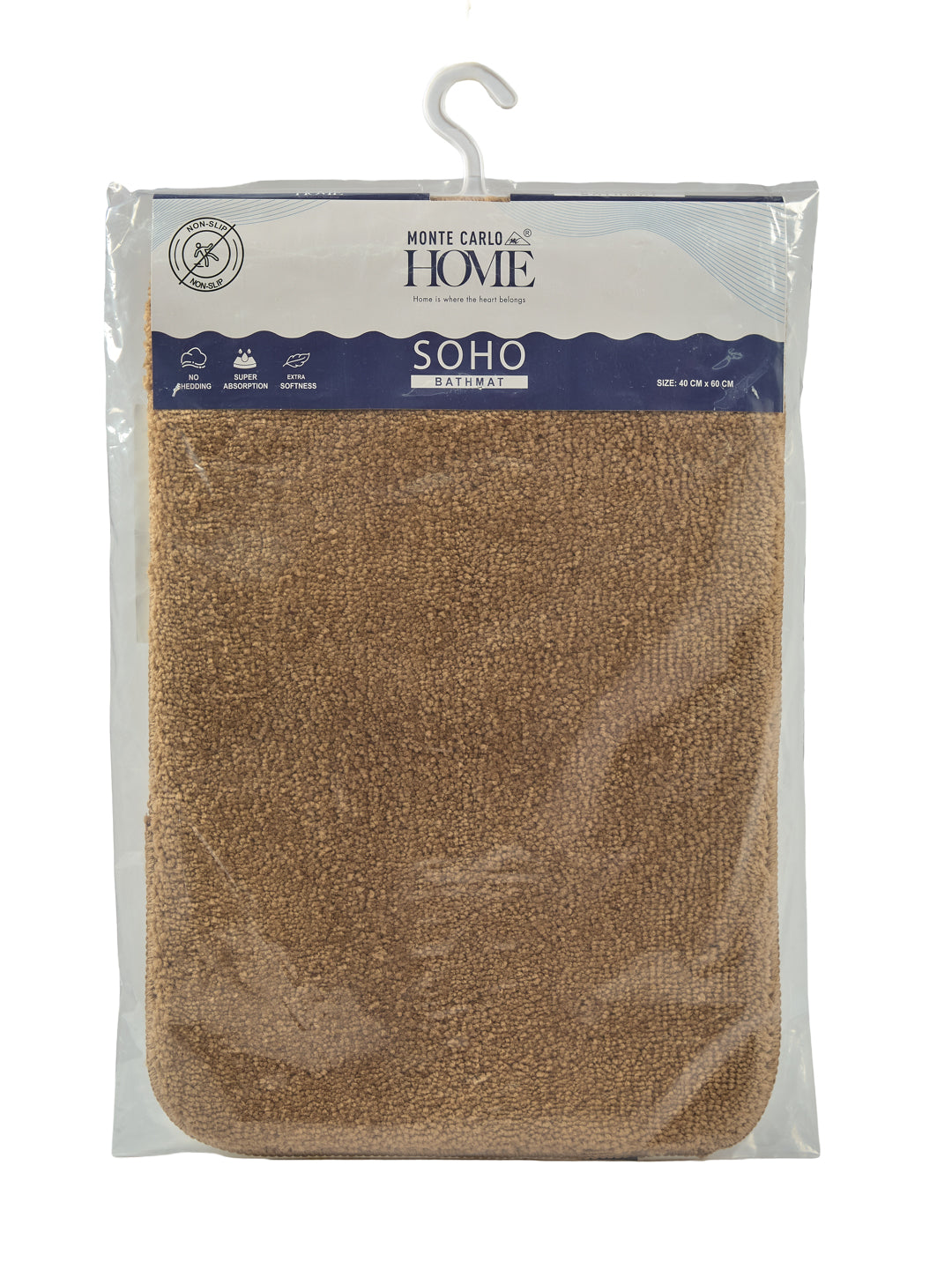 Monte Carlo Brown Solid Polyester 2000 GSM Soft and Absorbent Anti-Skid Bath Mat