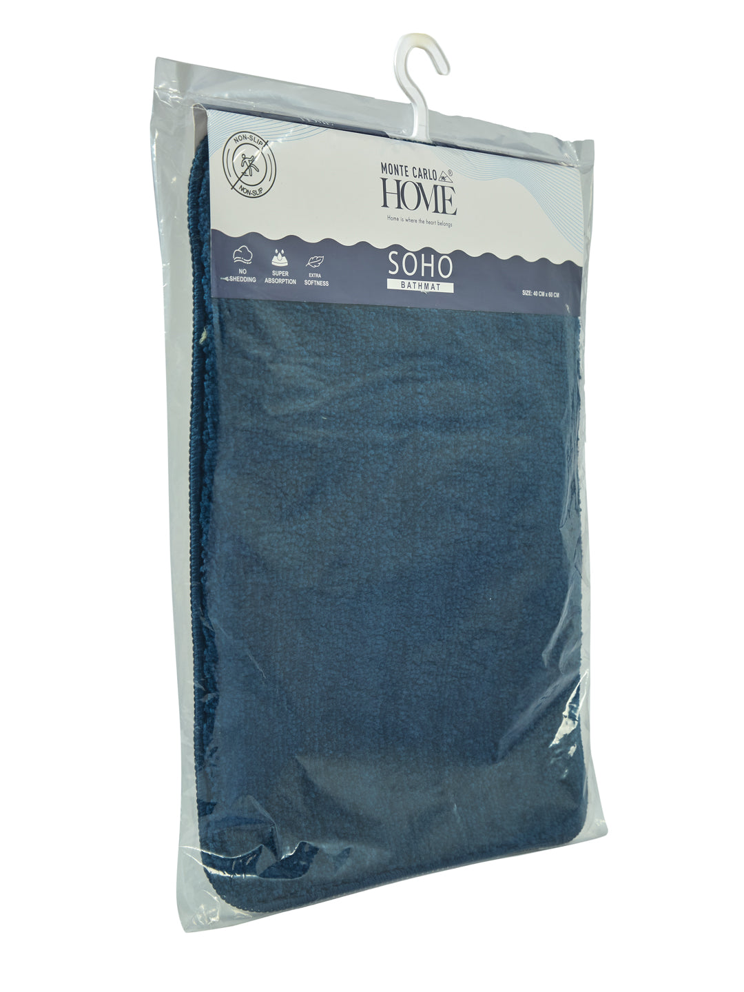 Monte Carlo Navy Blue Solid Polyester 2000 GSM Soft and Absorbent Anti-Skid Bath Mat