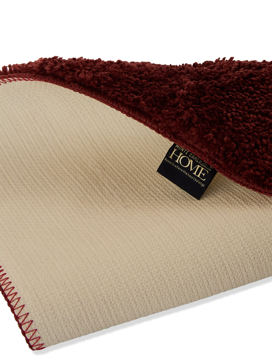 Monte Carlo Maroon Solid Polyester 2000 GSM Soft and Absorbent Anti-Skid Bath Mat