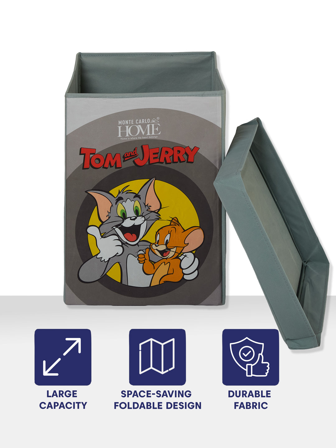 Monte Carlo Cartoon Print Polyester Foldable Laundry Storage Bag with Lid