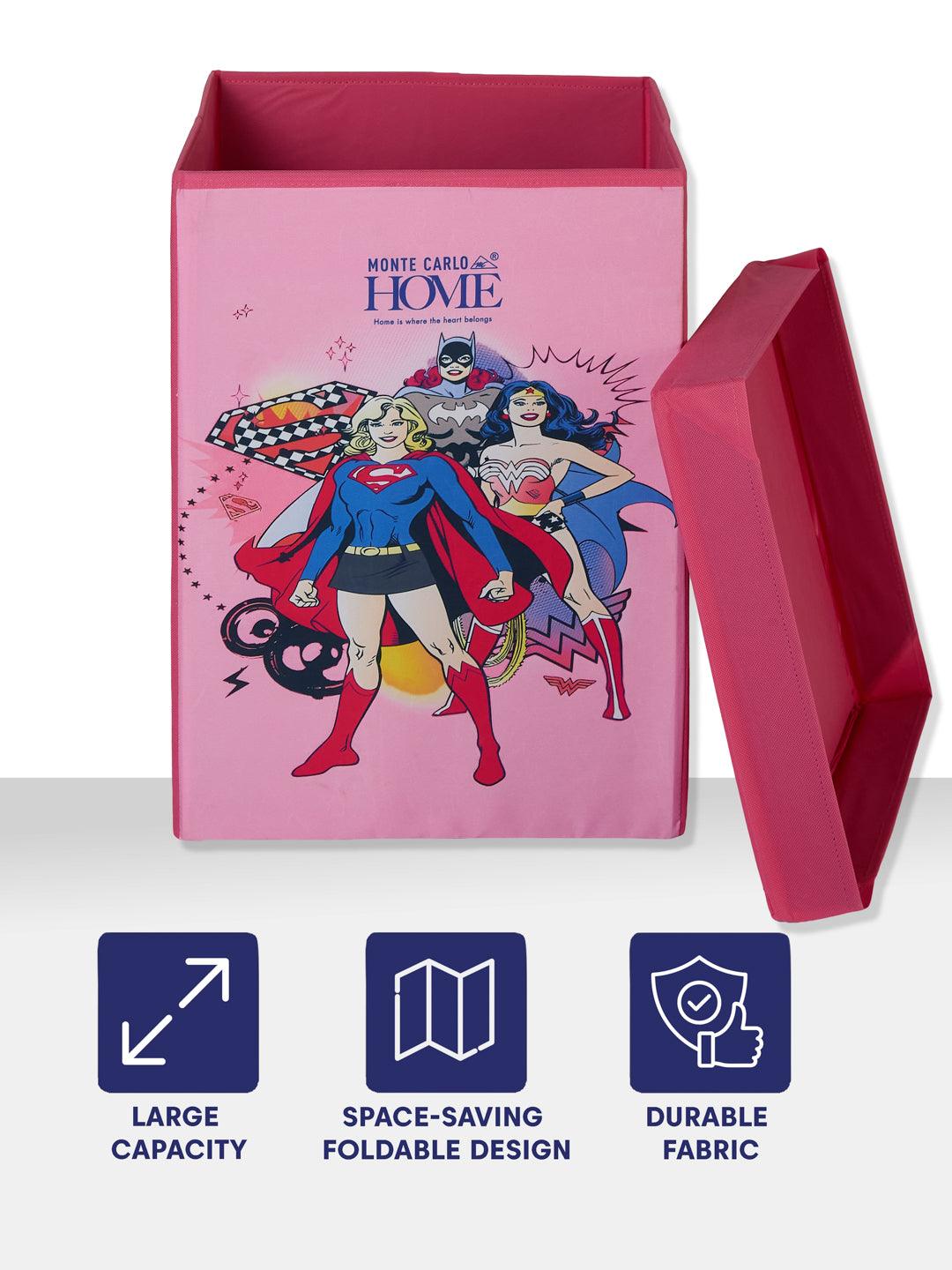 Monte Carlo Cartoon Print Polyester Foldable Laundry Storage Bag with Lid
