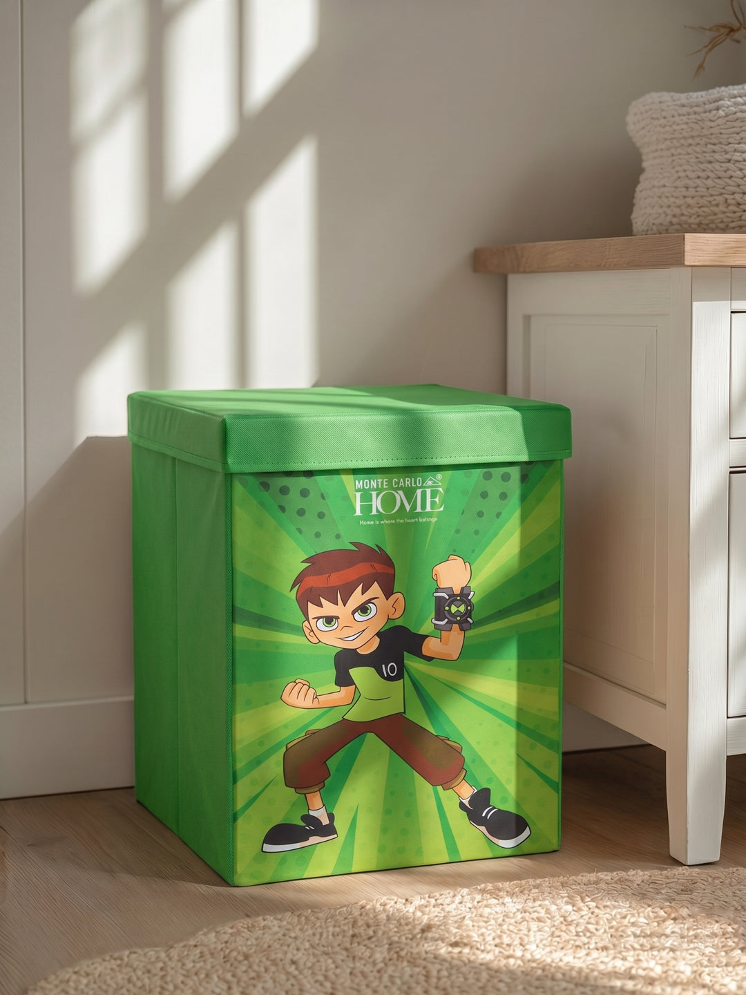 Monte Carlo Cartoon Print Polyester Foldable Laundry Storage Bag with Lid