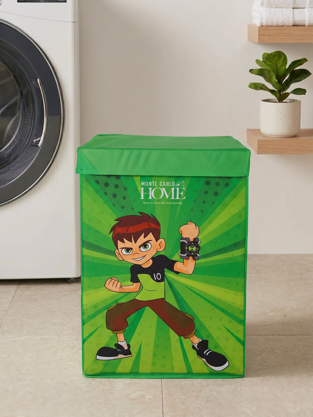 Monte Carlo Cartoon Print Polyester Foldable Laundry Storage Bag with Lid