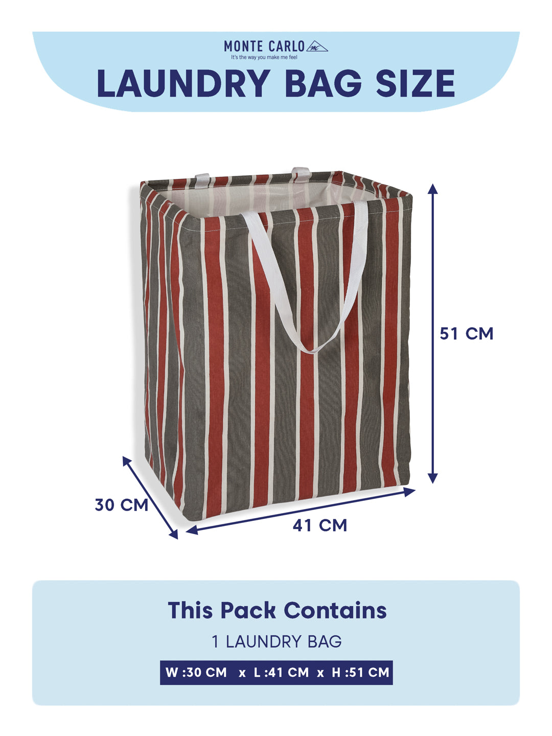 Monte Carlo Stripe Cotton Laundry Storage Bag with Handles