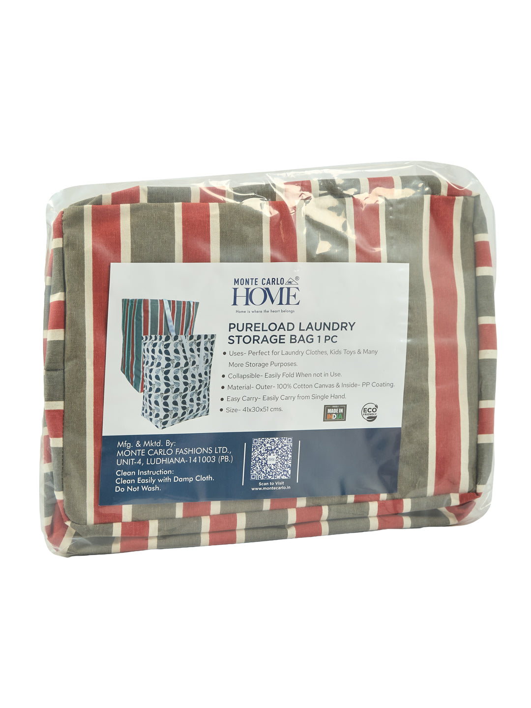 Monte Carlo Stripe Cotton Laundry Storage Bag with Handles