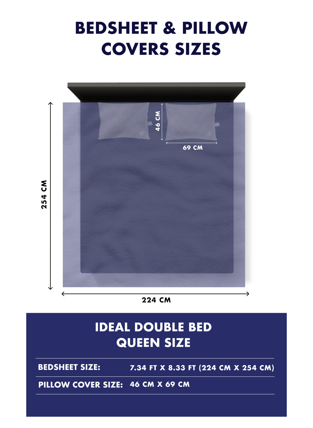 140TC Pure Cotton Queen Bedsheet with 2 Pillow Covers