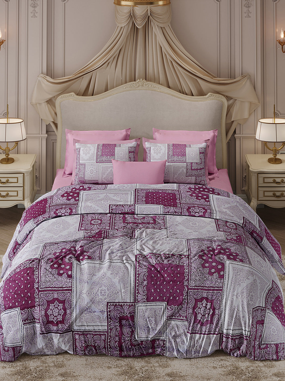 300 TC Cotton King Size Luxury 7 Pc Bedding Set (Heritage)