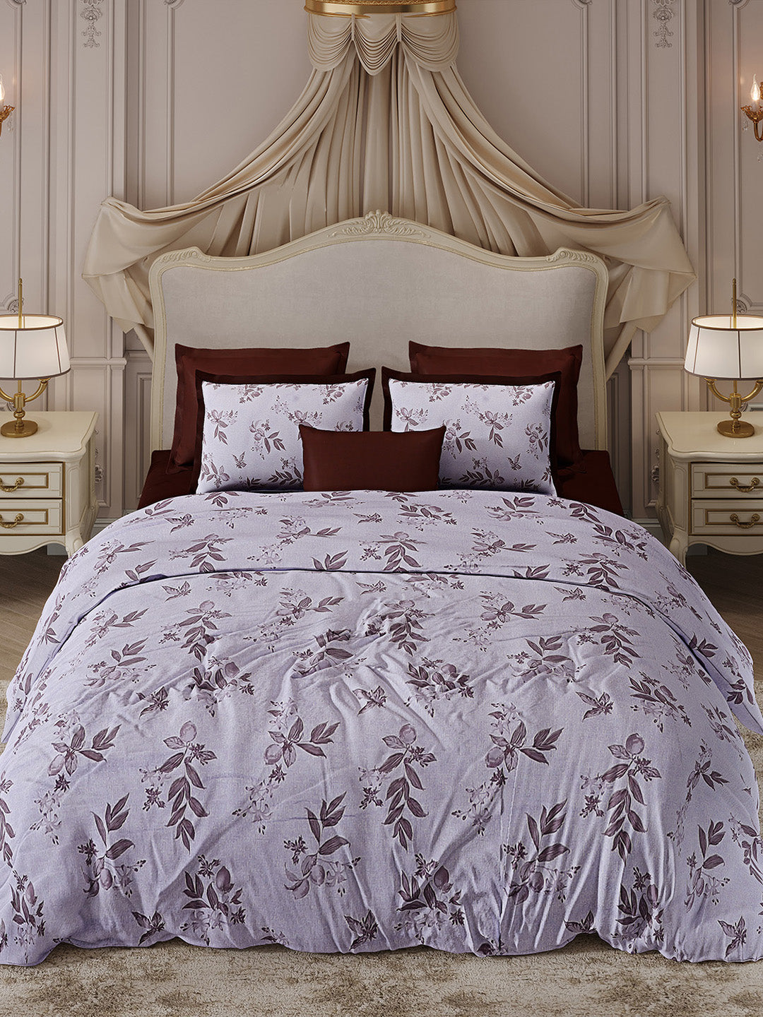 300 TC Cotton King Size Luxury 7 Pc Bedding Set (Heritage)