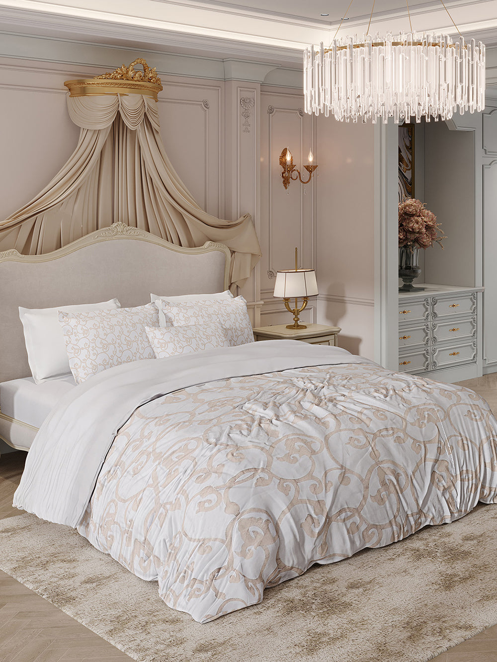 Buy 400 TC Cotton King Size Luxury 10 Pc Bedding Set (Matrix) Online in ...