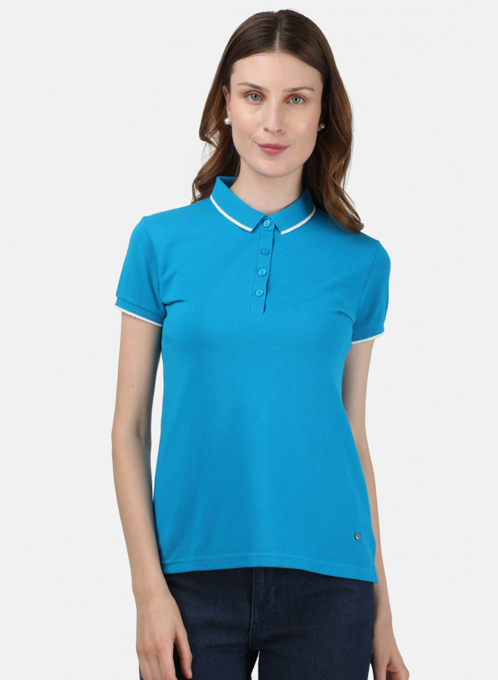 Womens Blue Plain T-Shirt