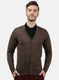 Men Brown Solid Cardigan