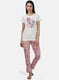 Womens Off White & Pink Printed Lower Sets