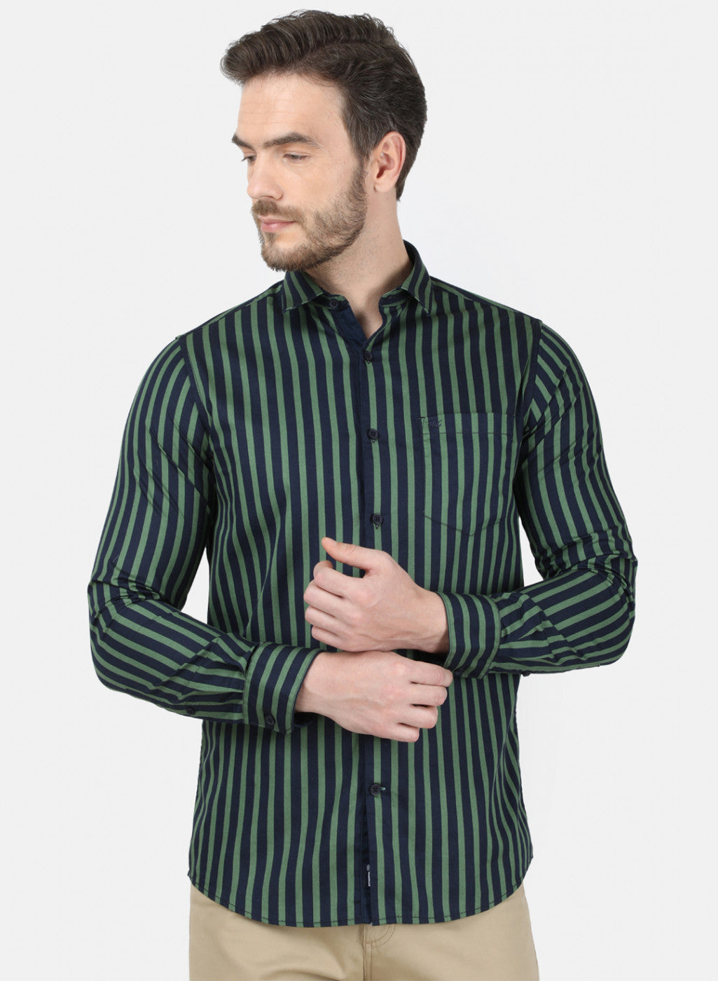 Mens Green Stripe Shirt