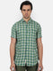 Men Green Check Linen Shirt