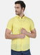 Mens Yellow Printed Linen Shirt