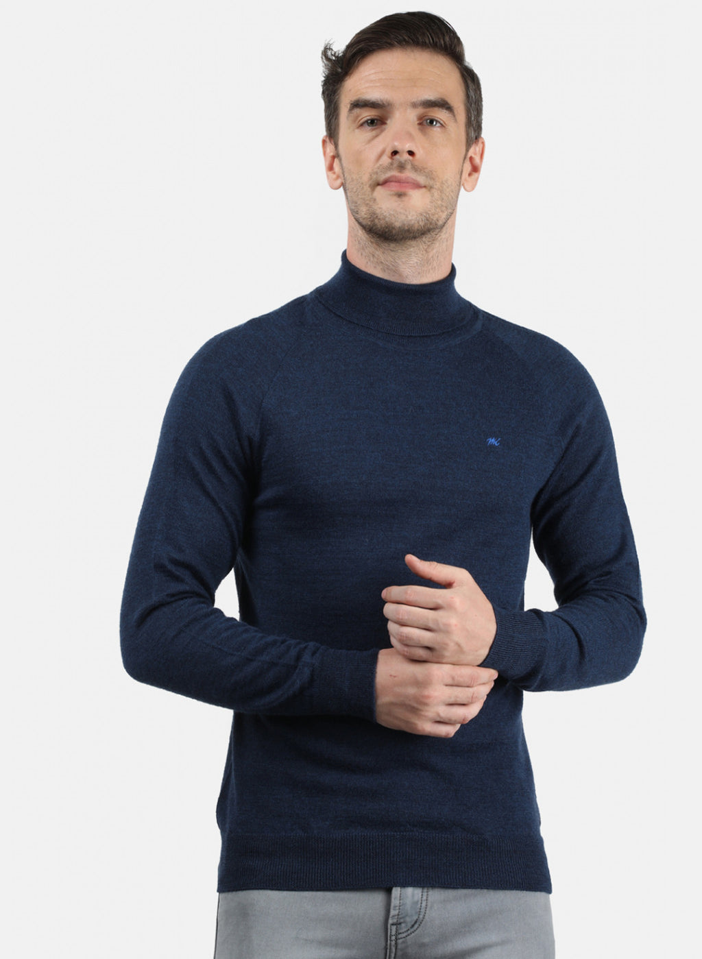 Men NAvy Blue Solid Pullover