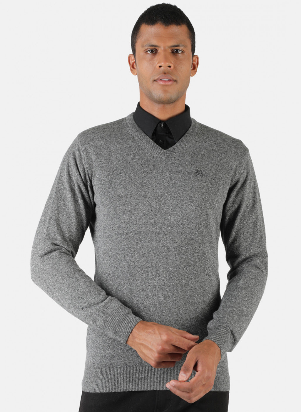 Men Grey Solid Pullover
