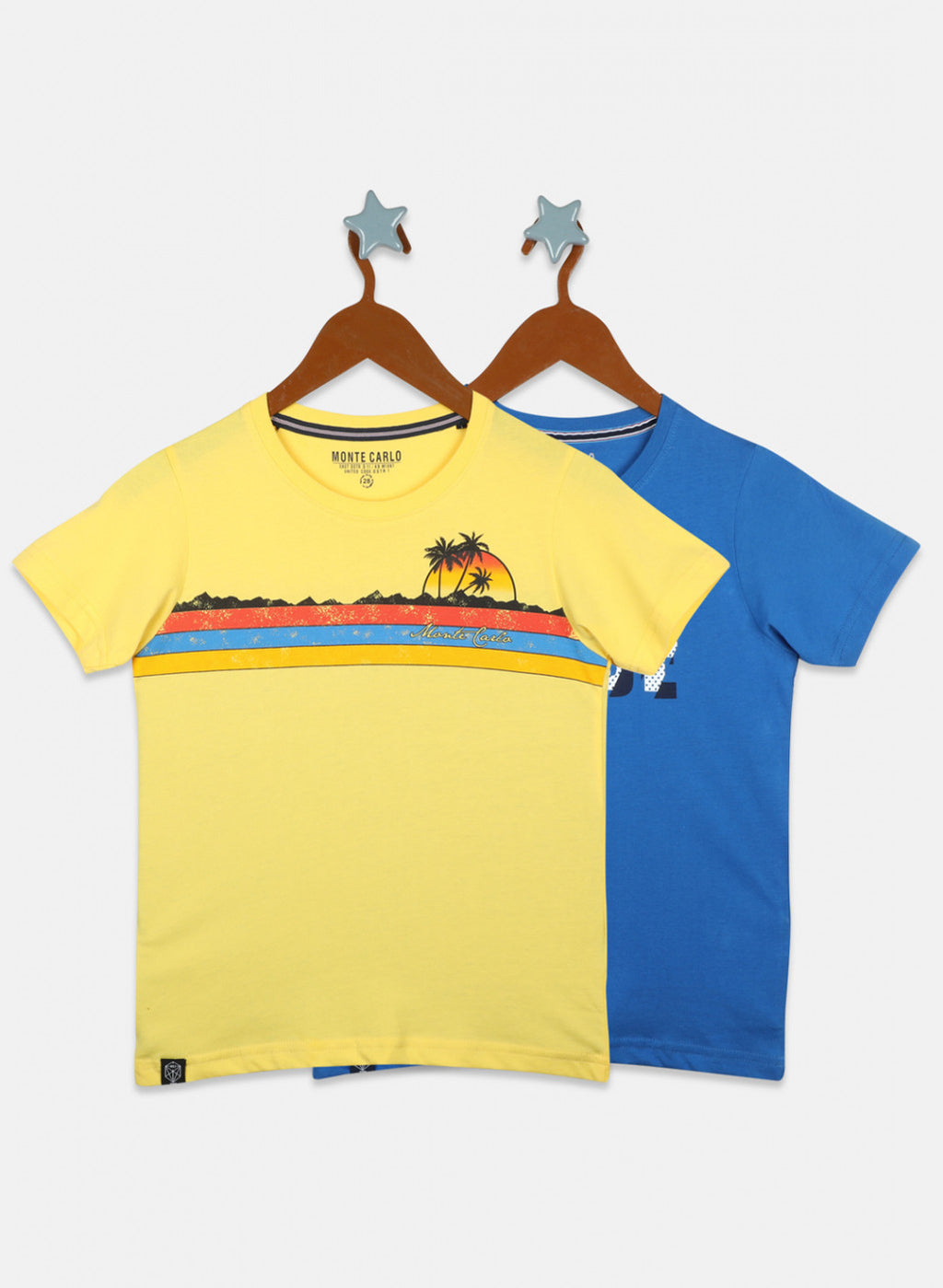 Boys Yellow & Blue Printed T-Shirt