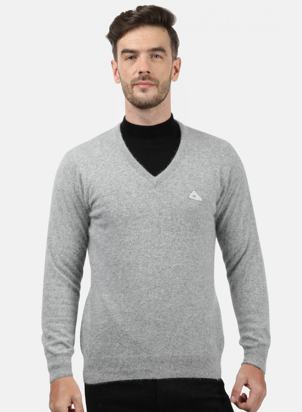 Men Grey Solid Pullover
