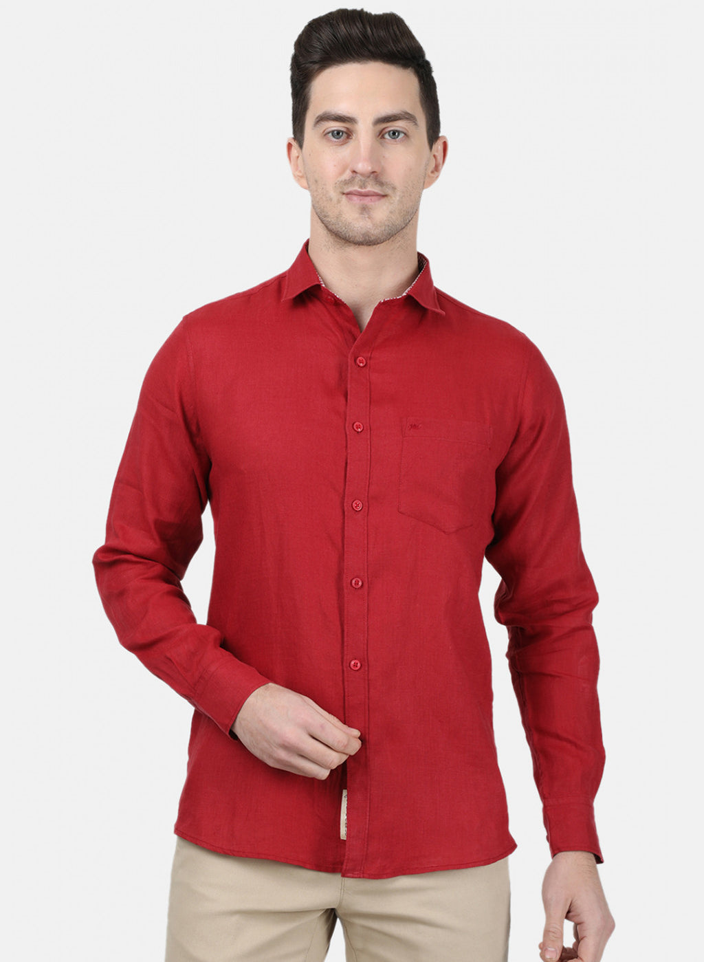 Mens Maroon Solid Shirt