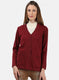 Women Maroon Solid Cardigan