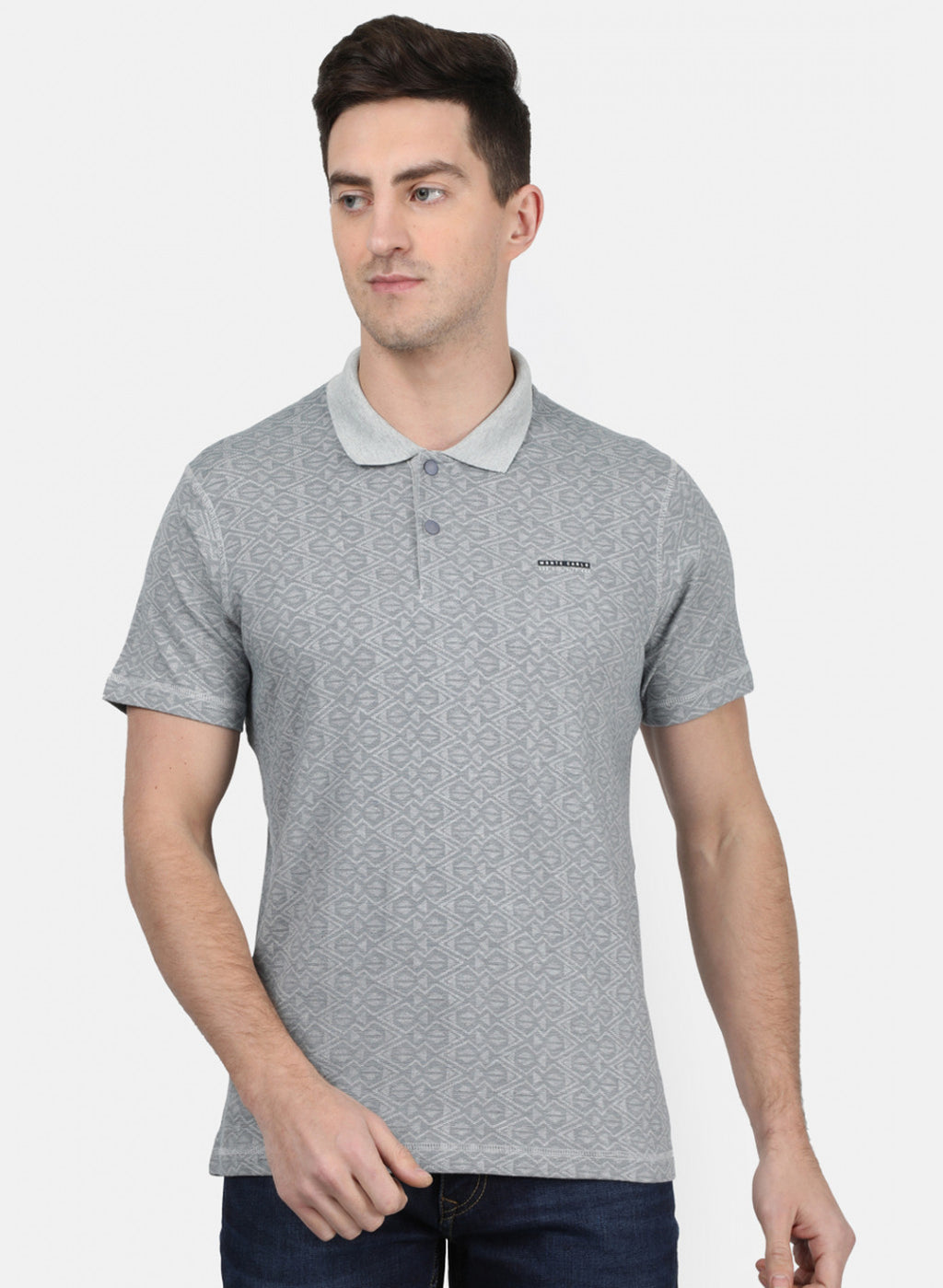 Mens Grey Printed T-Shirt