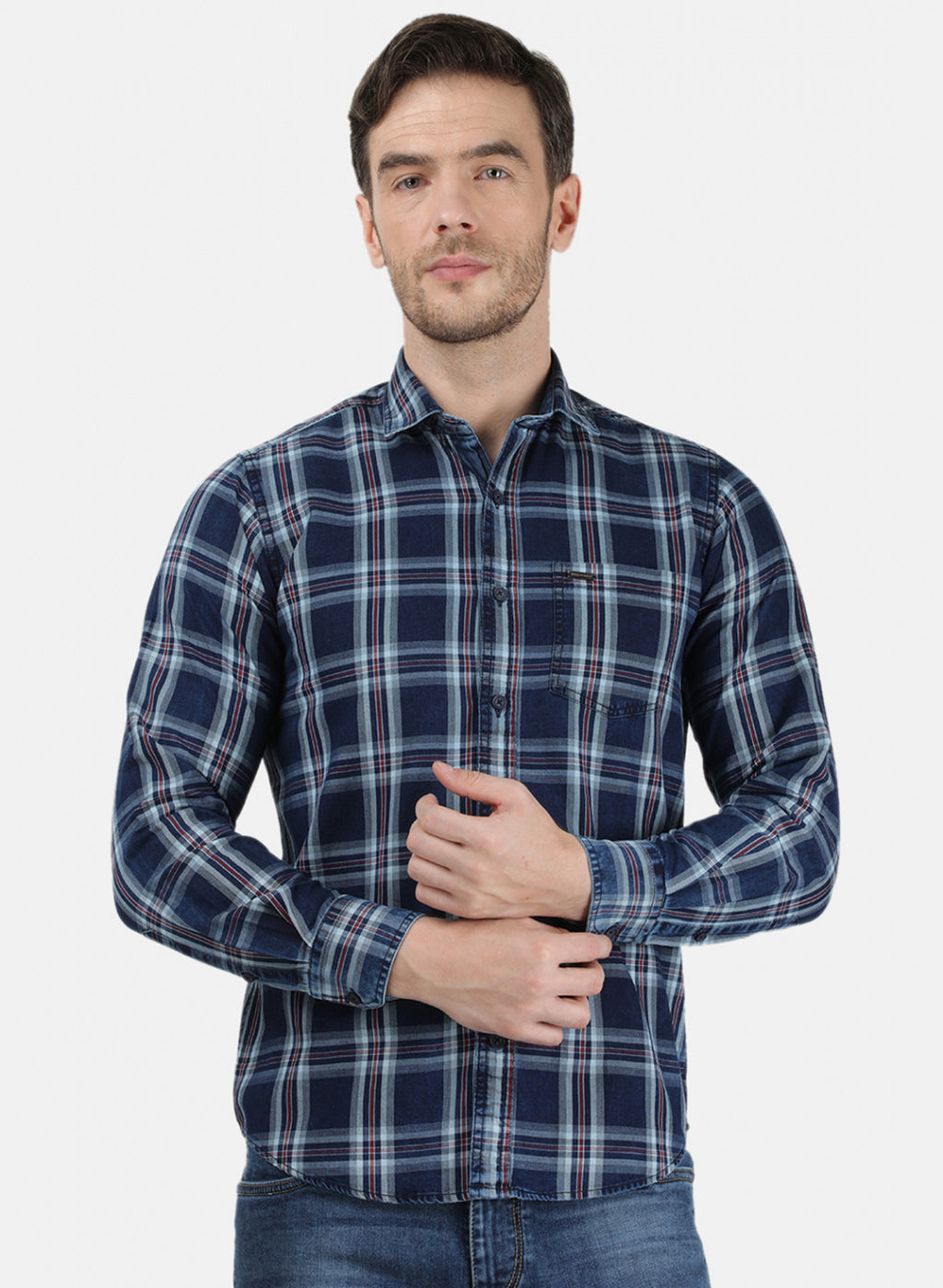 Mens NAvy Blue Check Shirt