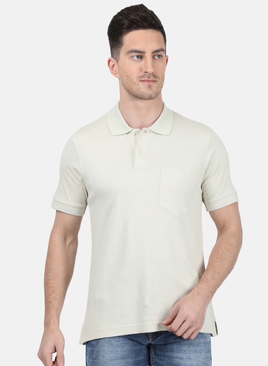 Mens Cream Plain T-Shirt