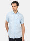 Men Blue Printed Linen Shirt