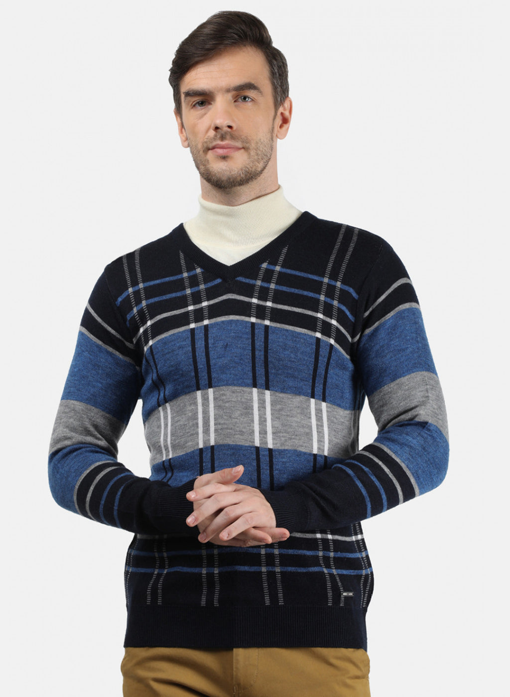 Men NAvy Blue Solid Pullover