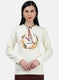 Women Off White Printed Sweatshirt