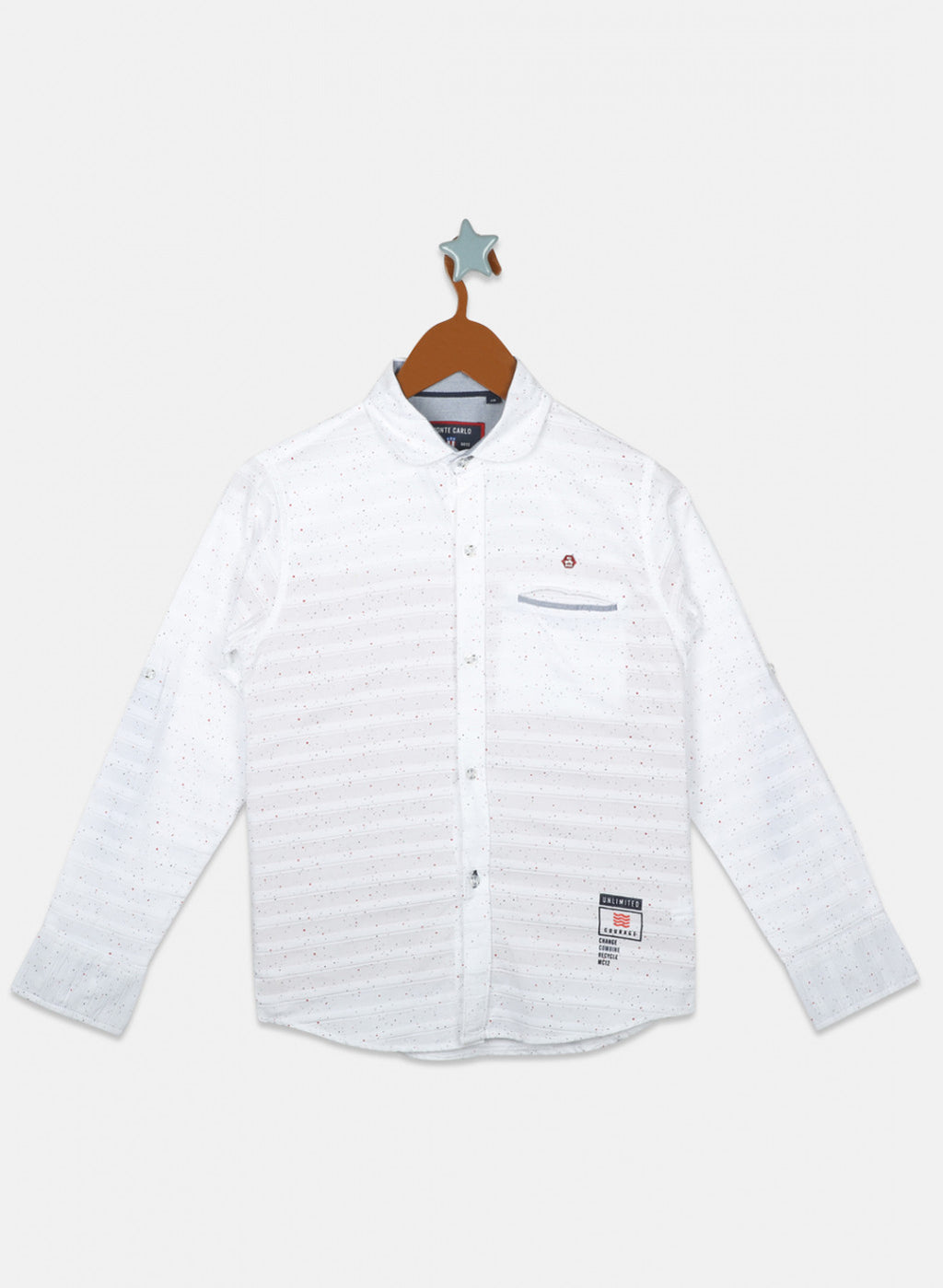 Boys White Printed Shirt