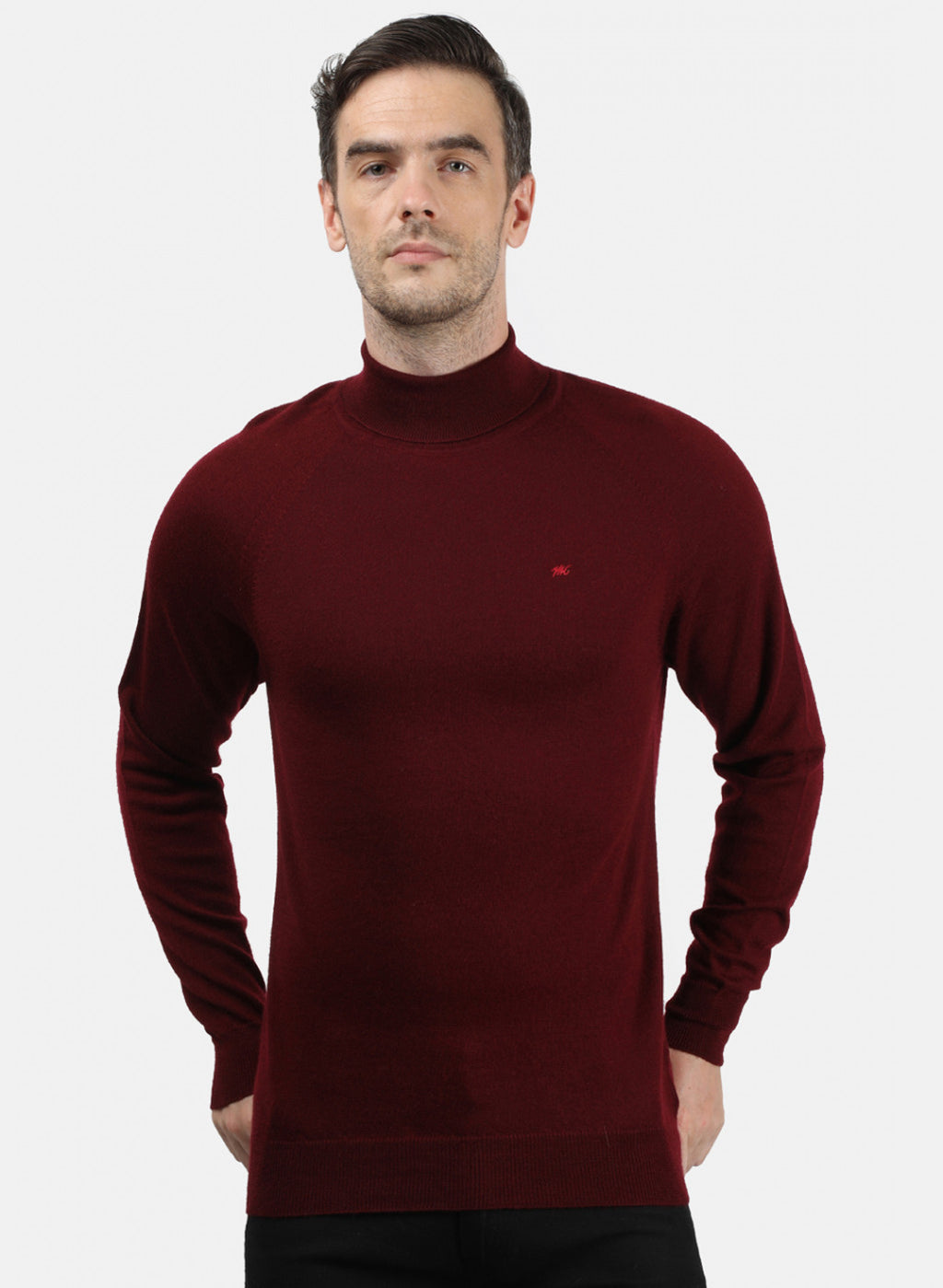 Men Maroon Solid Pullover