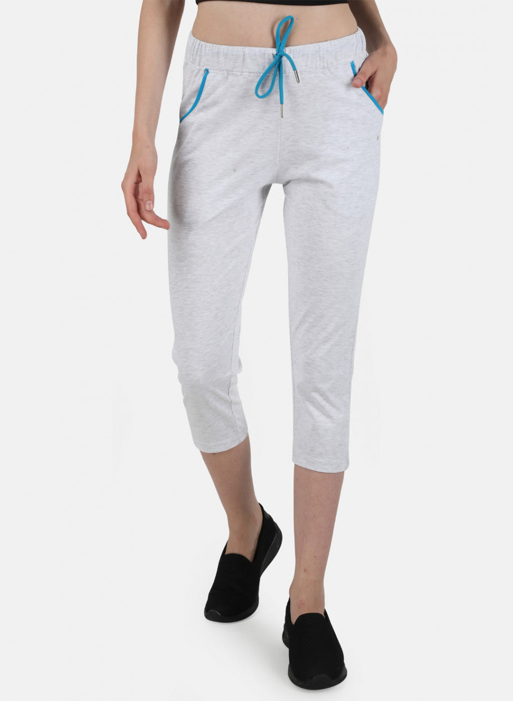 Womens Grey Regular Capri