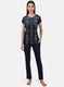 Womens Navy Blue Printed Lower Sets