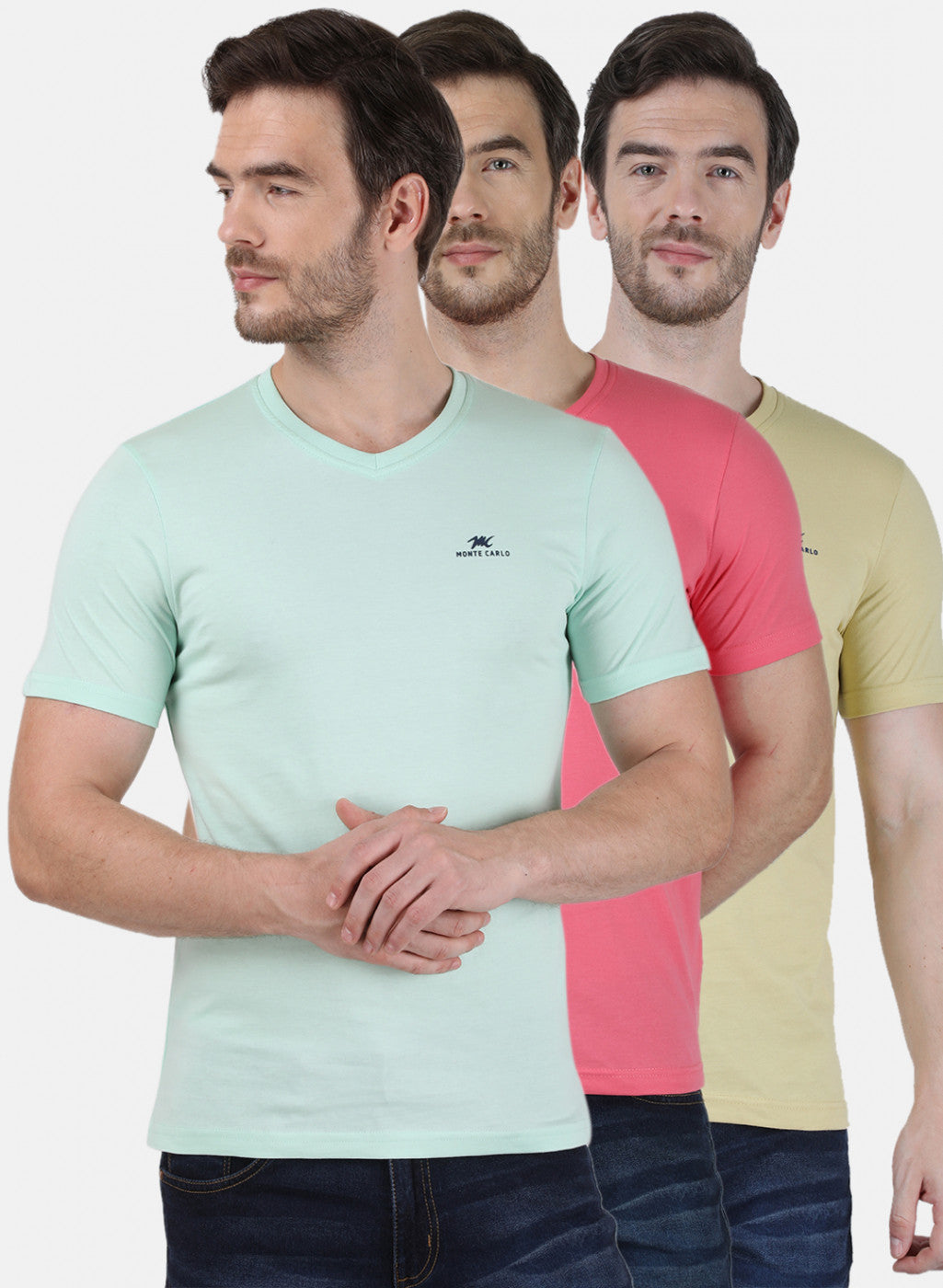 Mens Multi Color Plain T-Shirt