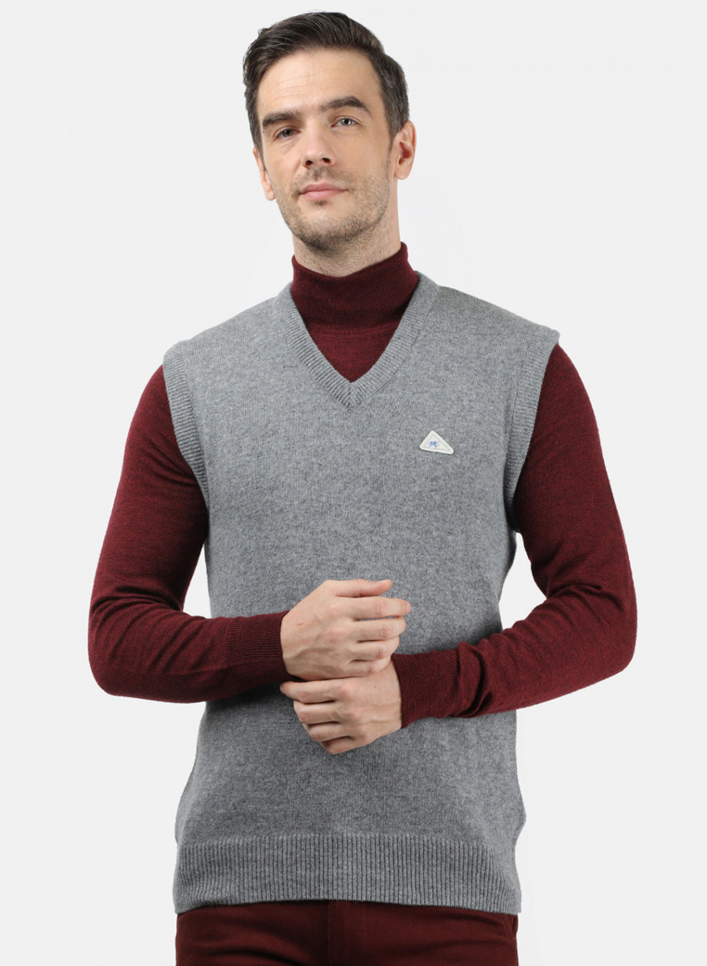 Men Light Grey Solid Sweater