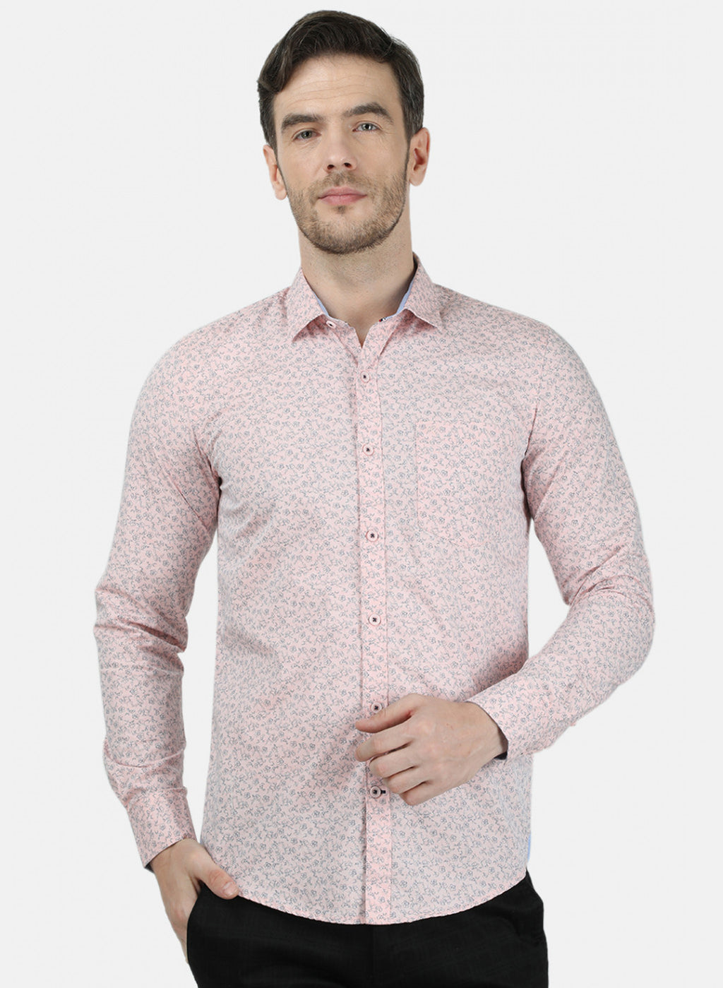 Mens Pink Printed Shirt
