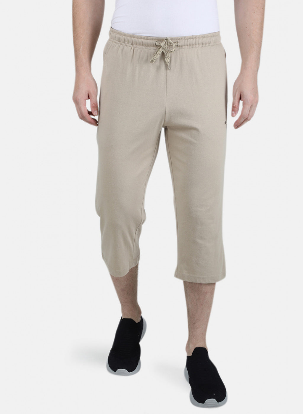 Mens Beige Plain Capri