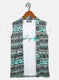 Girls Off White & Green Printed Top