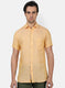 Men Yellow Stripe Linen Shirt