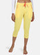 Womens Yellow Plain Capri