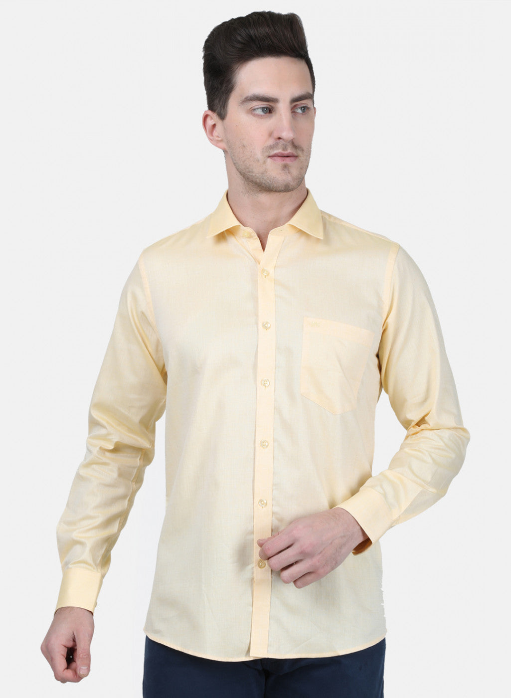 Mens Yellow Printed Shirt